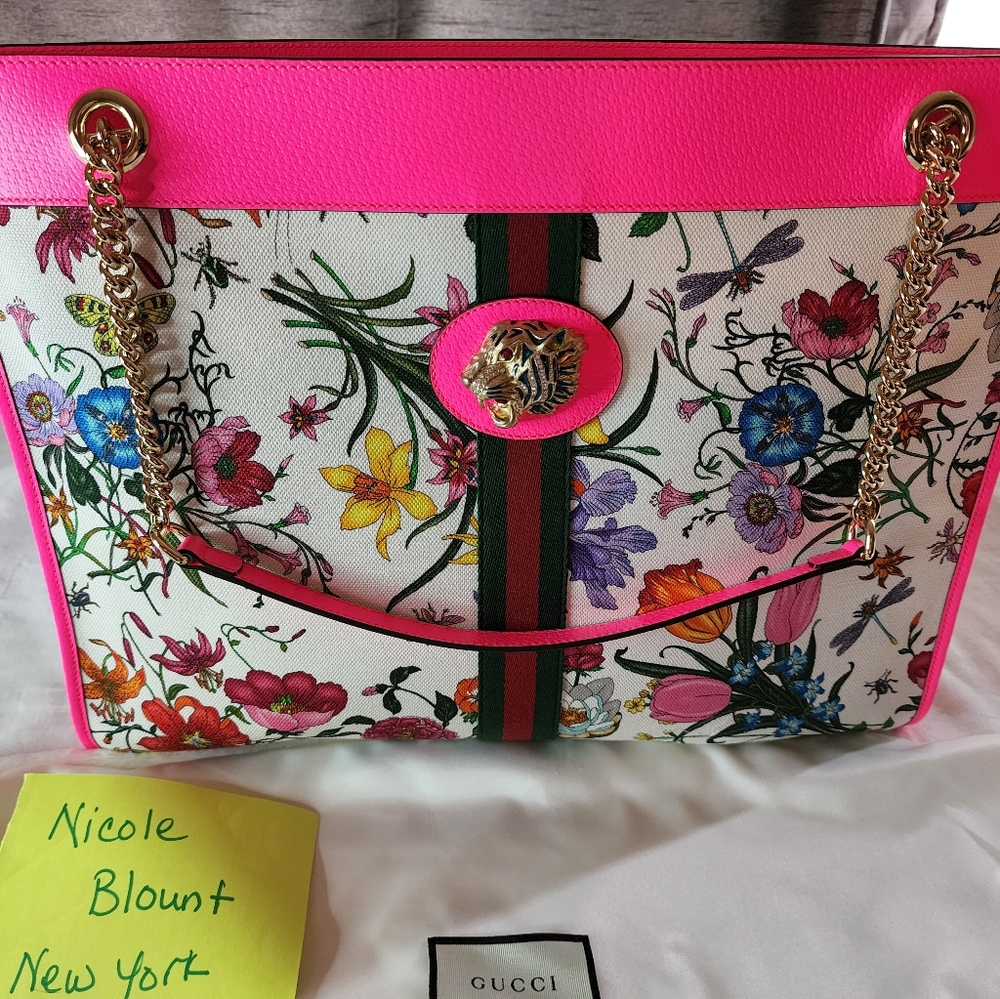 Gucci Flora Large Tote Hot Pink Brand New